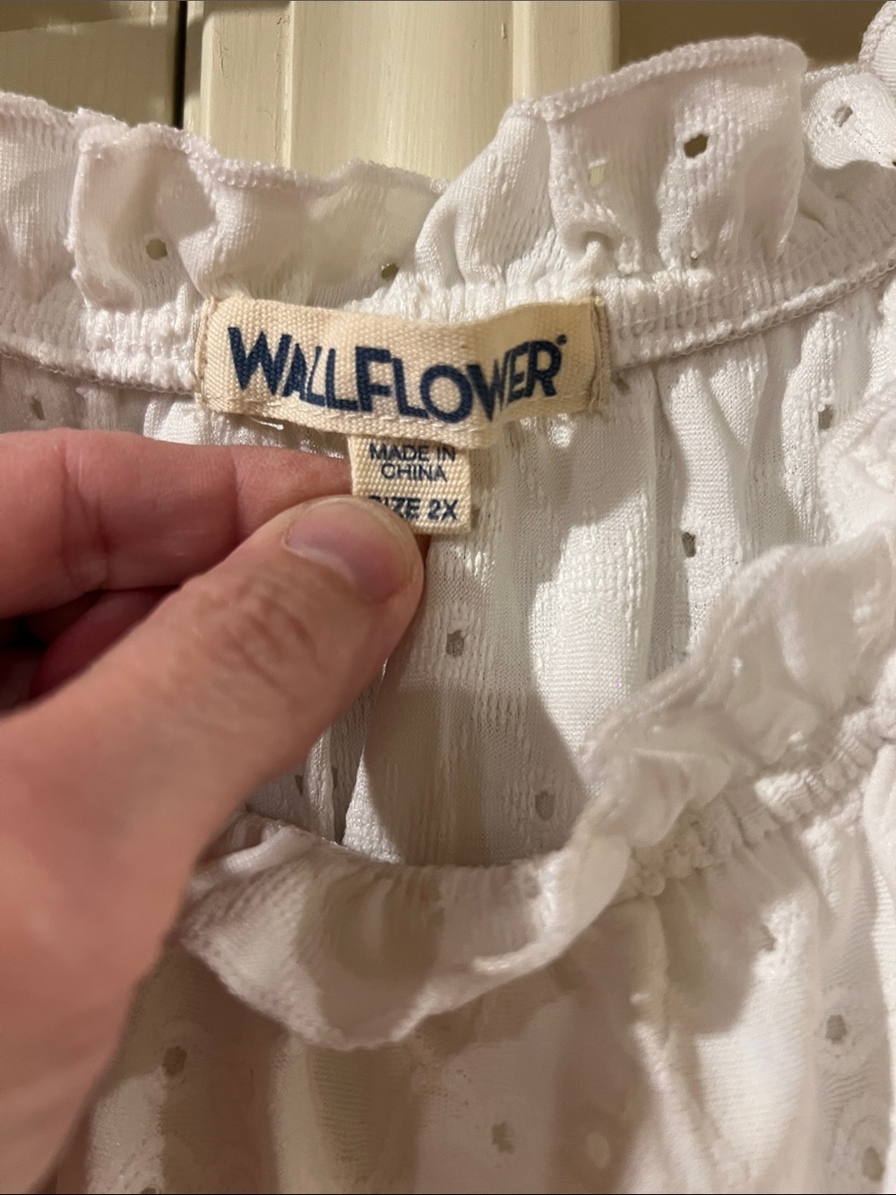 Wallflower White Eyelet Ruffle Button Mini Dress - Picture 2 of 4